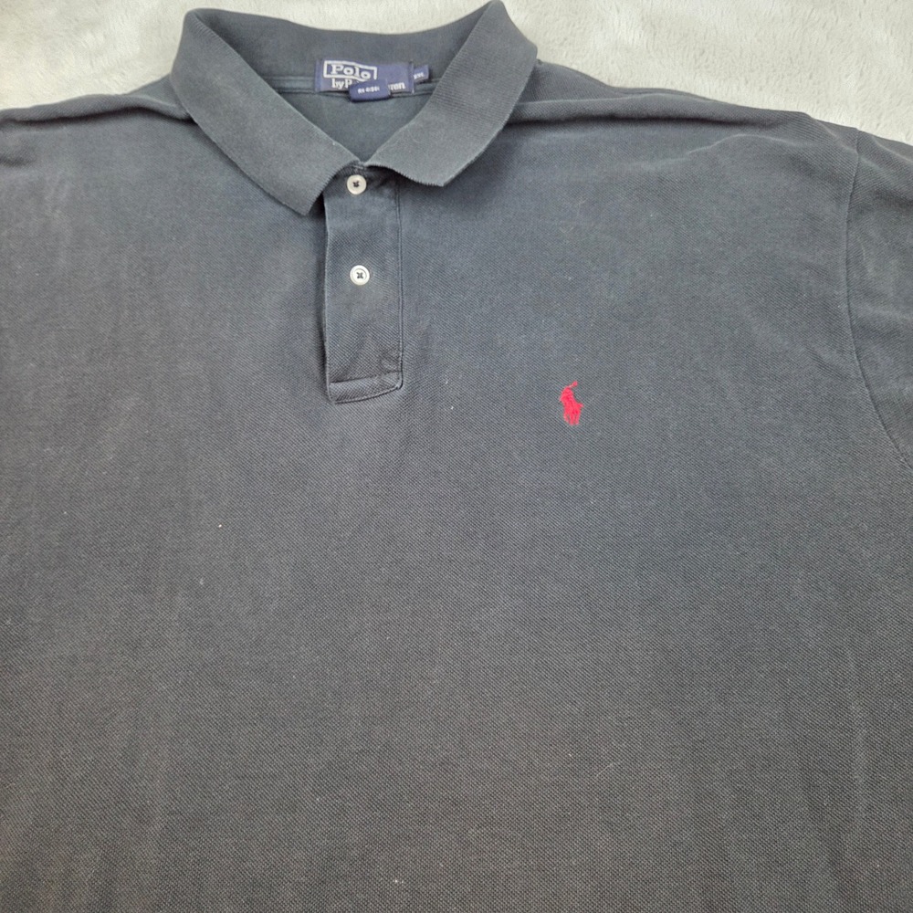 Polo Ralph Lauren Pique Cotton Short Sleeve Polo Shirt Mens XXL Black Red Pony